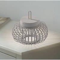 JUST LIGHT. LED table lamp Akuba grey-beige 22cm bamboo