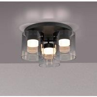 JUST LIGHT. GmbH JUST LIGHT. Elio smoked glass LED ceiling lamp, 3-bulb, black