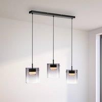 JUST LIGHT. GmbH JUST LIGHT. Elio LED pendant light, smoked glass, 3-bulb, black
