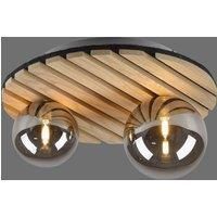 JUST LIGHT. Green Stika ceiling light, round, 2-bulb, wood
