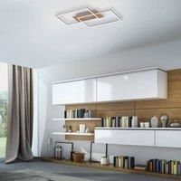 LeuchtenDirekt 2-Light LED Ceiling Mount Square, Satin Chrome Wood Plastic Shade