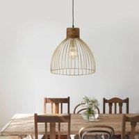JUST LIGHT. Pendant light Alami mango wood brass matt 3-bulb.
