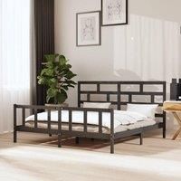 Bed Frame Grey Solid Wood Pine 200x200 cm