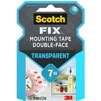 Scotch Double Sided Tape, Clear Mounting tape, 19mm x 1.5m (Packaging May Vary)
