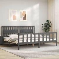 Bed Frame with Headboard Grey 200x200 cm Solid Wood