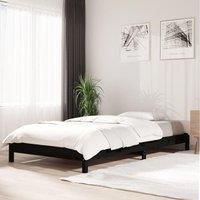 Stack Bed Black 75x190 cm Small Single Solid Wood Pine