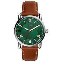 Fossil Copeland Green Dial Brown Strap Fossil Watch
