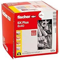 fischer 568008 SX Plus Expansion Wall Plug, 8mm x 40mm, Pack of 100