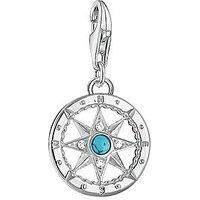 Thomas Sabo Women-Charm Pendant Compass Charm Club 925 Sterling Silver Zirconia white simulated turquoise 1228-405-17