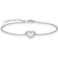 Thomas Sabo Sterling Silver Cubic Zirconia Openwork Heart Bracelet A1553-051-14-L19.5V