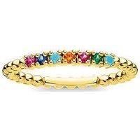 Thomas Sabo Women Ring dots Colourful Stones Gold 925 Sterling Silver, 18K Yellow Gold Plating TR2323-488-7