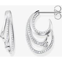 THOMAS SABO Women Hoop earrings wave with white stones 925 Sterling Silver H2230-051-14