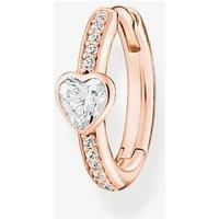THOMAS SABO Women Single hoop earring with heart and white stones rose gold 925 Sterling Silver, 18K Rose Gold Plating CR692-416-14