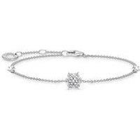 Sterling Silver Snowflake White Stones Bracelet A2082-051-14-L19V
