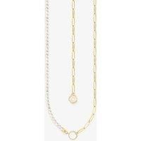 THOMAS SABO Member Charm Chain with White Beads, Gold Plated, KE2189-430-14-L45V