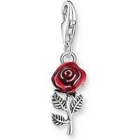 Thomas Sabo Women Silver blackened charm pendant in red rose design 925 Sterling Silver, Blackened, Cold Enamel 2076-664-10