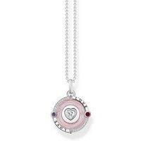 Thomas Sabo Women Silver necklace with pendant with pinkish cold enamel 925 Sterling Silver, Blackened, Cold Enamel KE2201-390-9