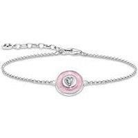 Thomas Sabo Women Silver bracelet with pinkish cold enamel and stones 925 Sterling Silver, Blackened, Cold Enamel A2143-691-9
