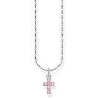 Thomas Sabo Cross Pendant: Trendy, Pink Zirconia, Recycled Silver