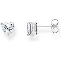Thomas Sabo Silver Ear Studs Heart-Shaped With White Zirconia