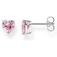Thomas Sabo Silver Ear Studs Heart-Shaped With Pink Zirconia