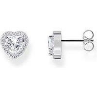 Thomas Sabo Silver Heart-Shaped Halo Ear Studs With White Zirconia