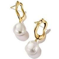 Natural Beauty Gold Plated Pearl Earrings, eine Größe, Sterling Silver, No Gemstone