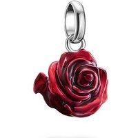 THOMAS SABO Red Rose Flower Charm - Connect Charm Made from Recycled 925 Silver with Red Enamel