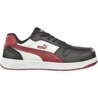 PUMA Safety Frontcourse Low S3 ESD FO HRO SR Unisex Safety Shoes Non-Slip Metal-Free Fibreglass Cap, Black / White / Red, 9 UK