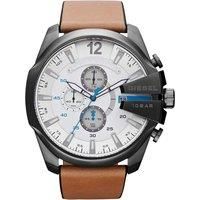 Diesel Watch for Men Mega Chief, Quartz Chronograph Movement, 59 mm Gunmetal Stainless Steel Case with a Leather Strap, DZ4280