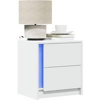 Bedside Cabinet with LED Lights White Engineered Wood