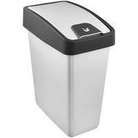 keeeper Premium Waste Bin with Flip Lid, Soft Touch, 25 Litre, Magne, Silver