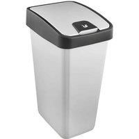 keeeper Premium Waste Bin with Flip Lid, Soft Touch, 45 Litre, Magne, Silver