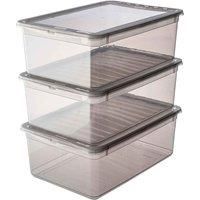 Keeeper Set Of 3 Storage Boxes 11 Litre With Lid And Air Control System Clear