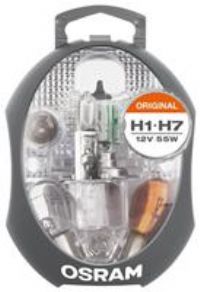 OSRAM ORIGINAL spare lamp box H1/H7, halogen headlamps and signal lamps, 12V passenger car, CLK H1/H7, complete spare lamp set (1 unit)