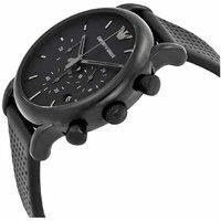 NEW ORIGINAL EMPORIO ARMANI MENS AR1737 BLACK DIAL STAINLESS STEEL WATCH RRP299£