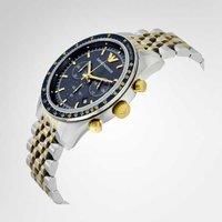 BRAND NEW EMPORIO ARMANI TAZIO AR6088 2 TONE BLUE DIAL MEN'S CHRONOGRAPH WATCH