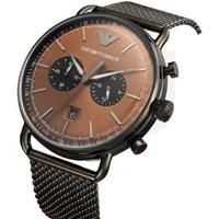 NEW EMPORIO ARMANI AR11141 MENS BROWN MESH WATCH - 2 YEAR WARRANTY - CERTIFICATE
