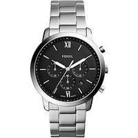 Fossil Watch for Men Neutra, Quartz Chronograph Movement, 44 mm Silver Stainless Steel Case with a Stainless Steel Strap, FS5384