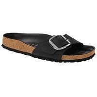 Birkenstock Madrid Big Buckle Leather Womens Black Sandals-EU 37