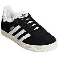 adidas Unisex Kids' Gazelle C Gymnastics Shoes, Black (Core Black/Footwear White/Gold Metall), 2 UK 34 EU