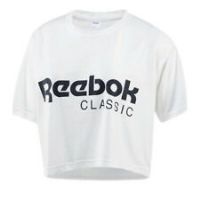 Reebok Classic Short Sleeve Crew Womens White Crop Tee Top T-Shirt BR7307 RW16
