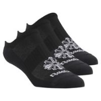 Reebok Classic Black Socks (Size 2.5-5) CL FO Invisible 3 Pack Socks - New