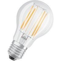 OSRAM LED BASE Classic A75, clear filament LED lamps made of glass for E27 base, bulb shape, warm white (2700K), 1055 lumen, replaces conventional 75W bulbs, box of 3