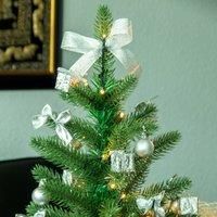 LED Christmas tree with silver decorations