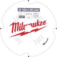 Milwaukee PCD Fibre Cement Board Circular Saw Blade 160mm x 20mm 4 Teeth