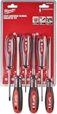 Milwaukee Series of 6 Magnetic Screwdrivers tip 4932471806, Black-red