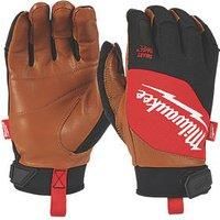 Milwaukee Hybrid Leather Gloves Safety Work Builders Protection Reinforced