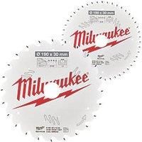 MILWAUKEE TWIN PACK CIRCULAR SAW BLADES K190 x 24/48T - 4932479574
