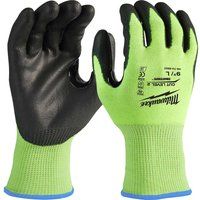 Milwaukee Hi Vis Cut Level 2 Dipped Work Gloves Black / Yellow S Pack of 1